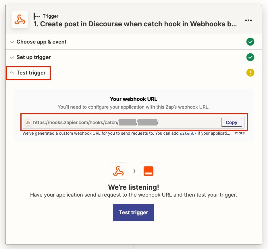 Finding the webhook URL for a Zap in Zapier