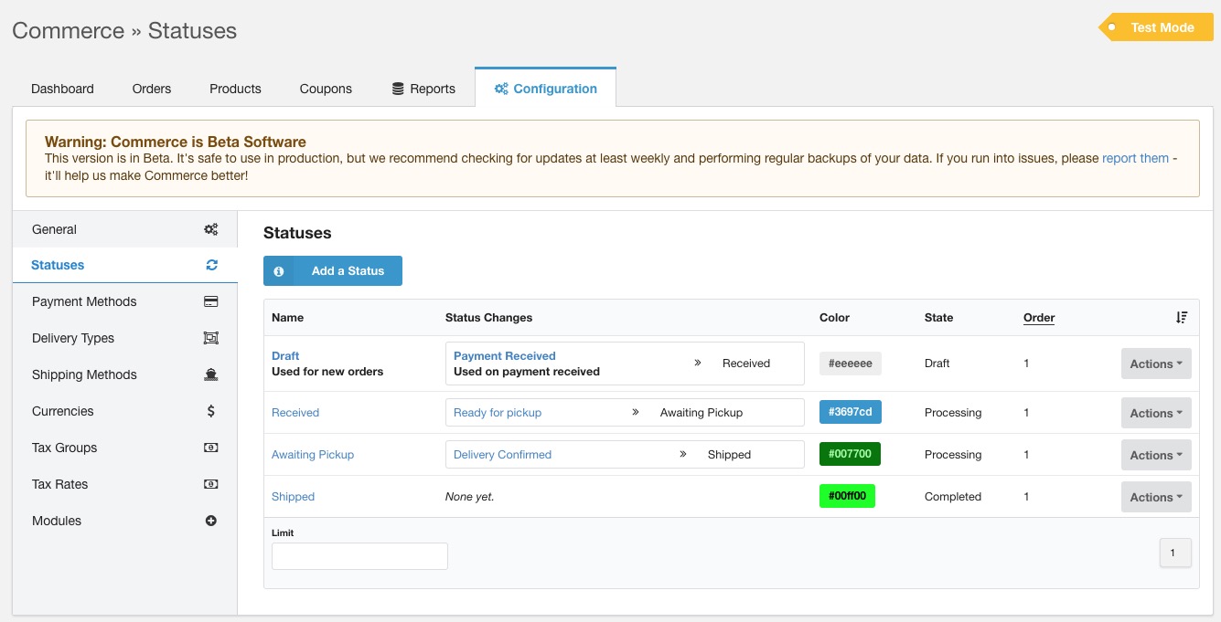 Default Status Workflow in Commerce