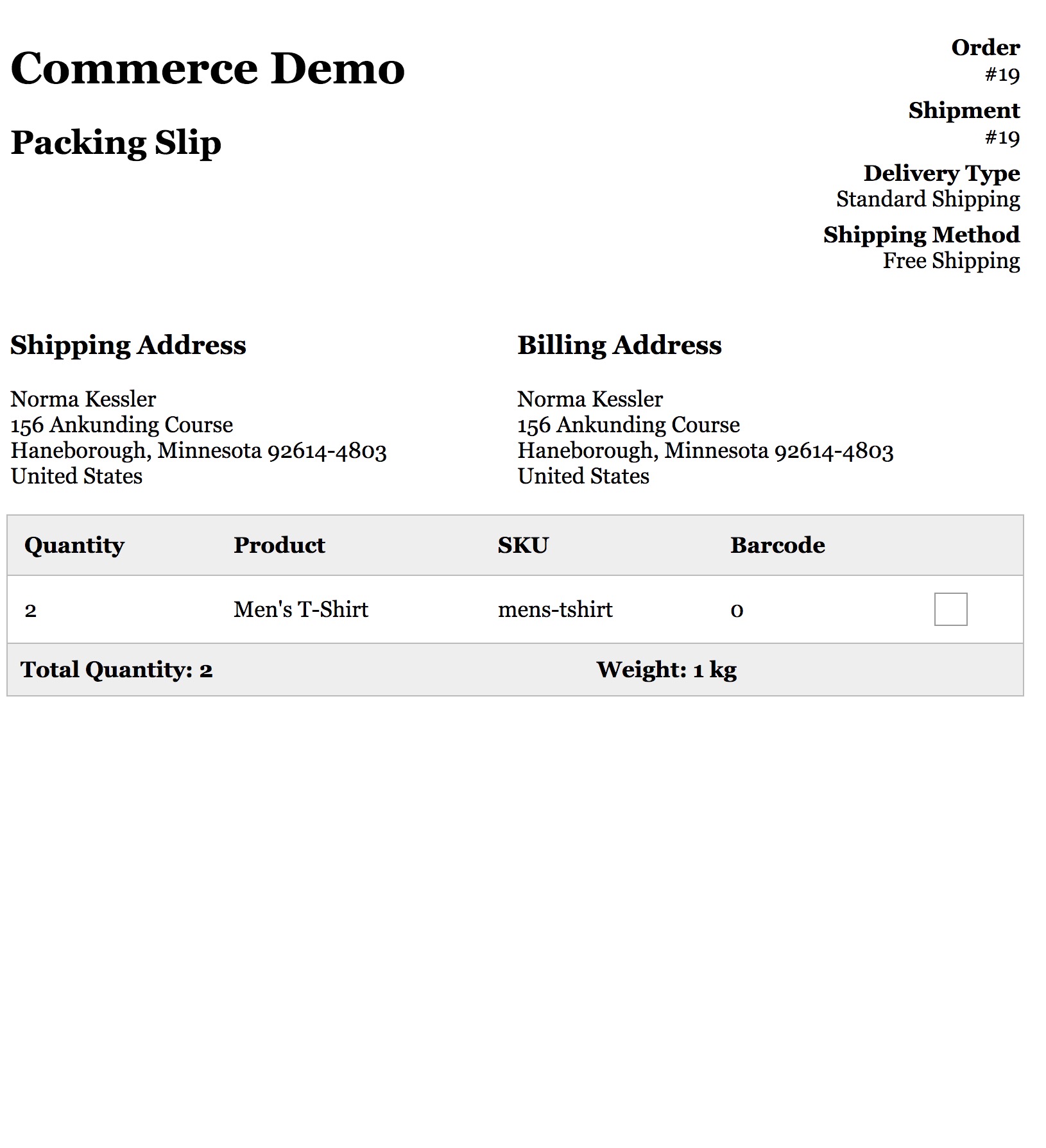 Screenshot showing the menu from where you can print the packing slip