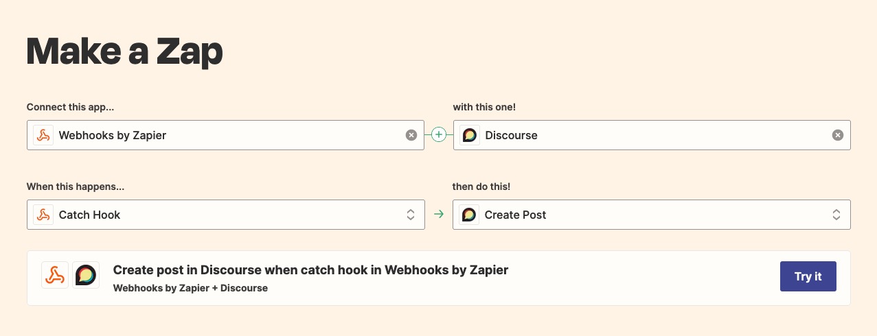 Creating the Zap in Zapier