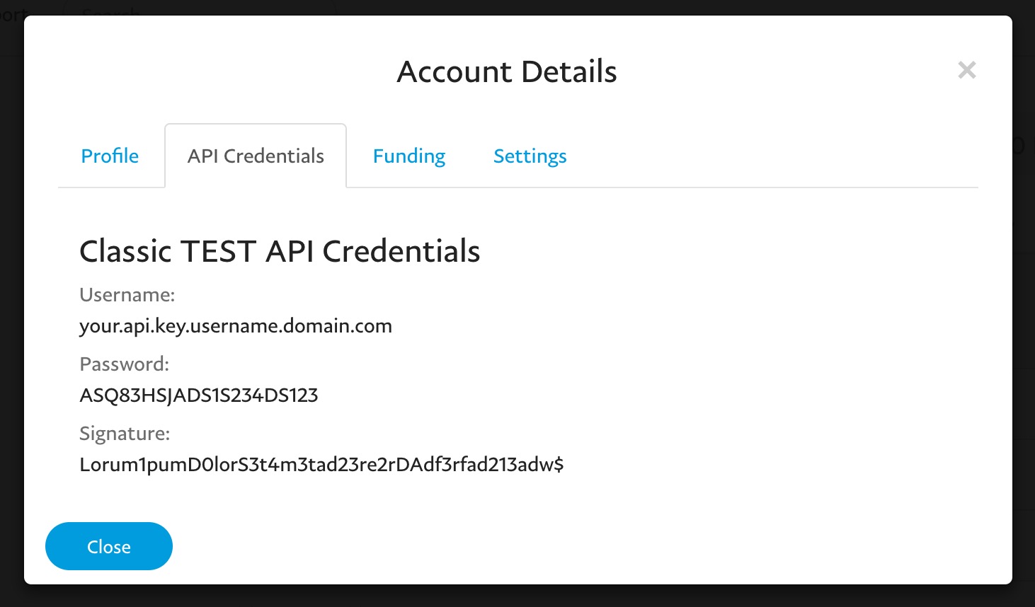 PayPal Sandbox Credentials